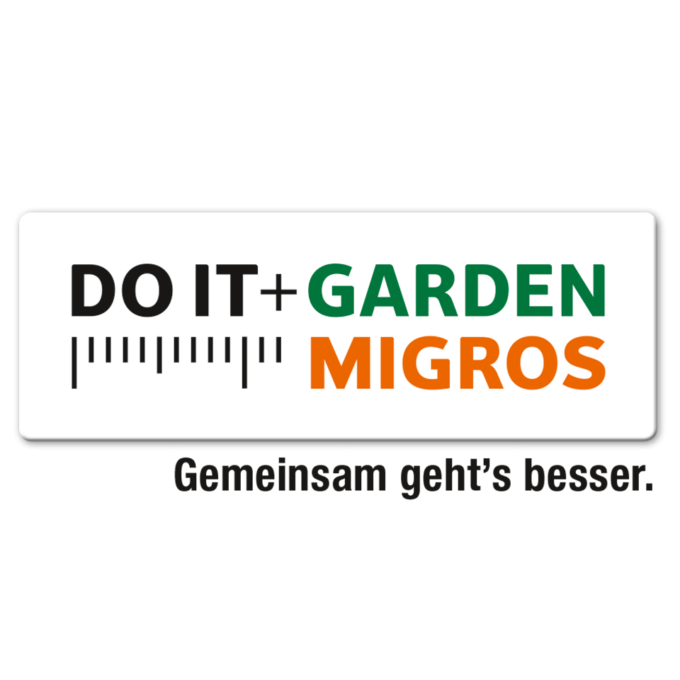 Logo Do it + Garden Migros mit Claim "Gemeinsam geht's besser."